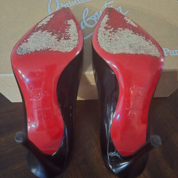 Christian Louboutin Decollete Size 36 100mm Black Patent Heels - Picture 4 of 6